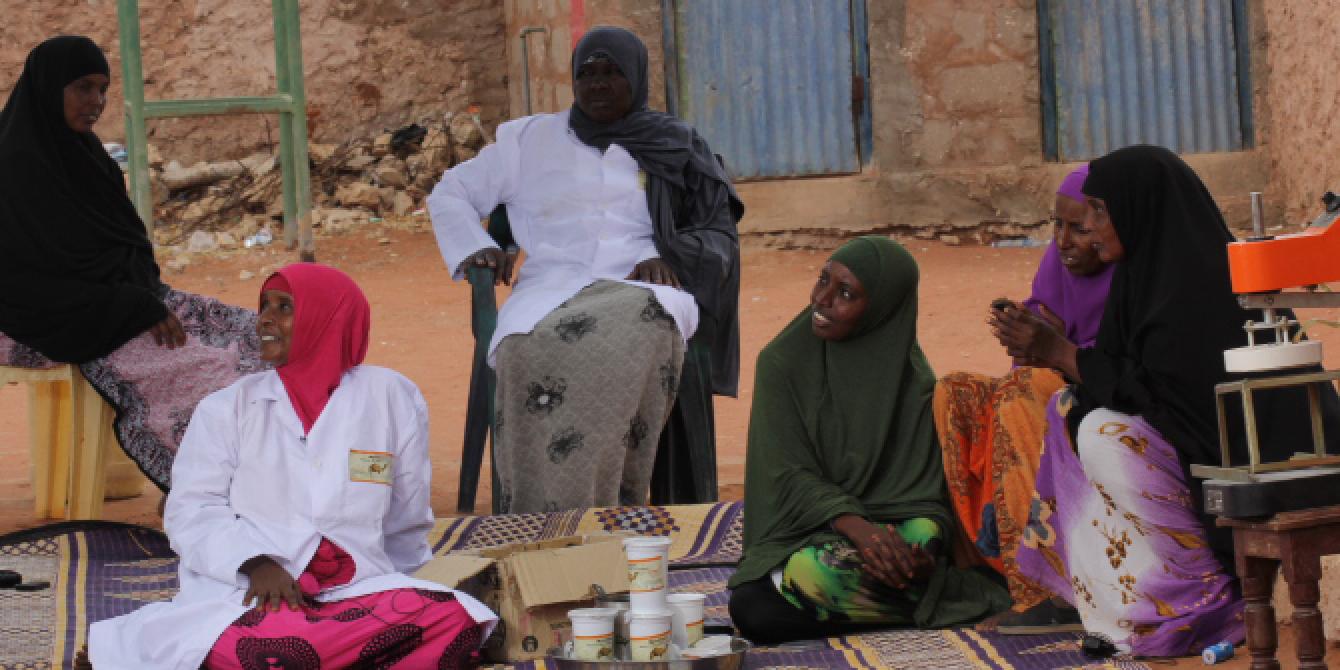 Habiba Hudhow nyirinyiri (camel) meat trader in Wajir in a meeting with other women of her group. Photo Credit: Benson Guantai Habiba Hudhow nyirinyiri (camel) meat trader in Wajir in a meeting with other women of her group. Photo Credit: Benson Guantai